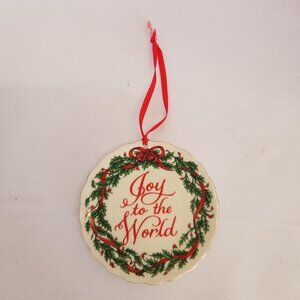 Vintage Dicksons Christmas Ornament Mini Plate Joy To The World Ceramic Round